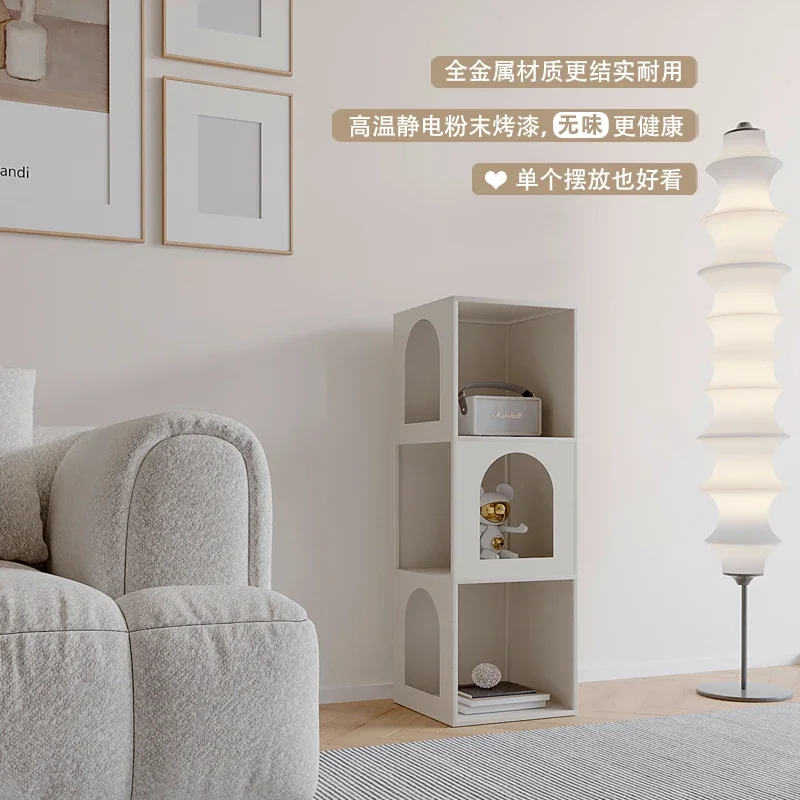 Bookshelf Floor-to-ceiling shelf against the wall Corner wrought iron lattice display cabinet Wall small narrow cabinet