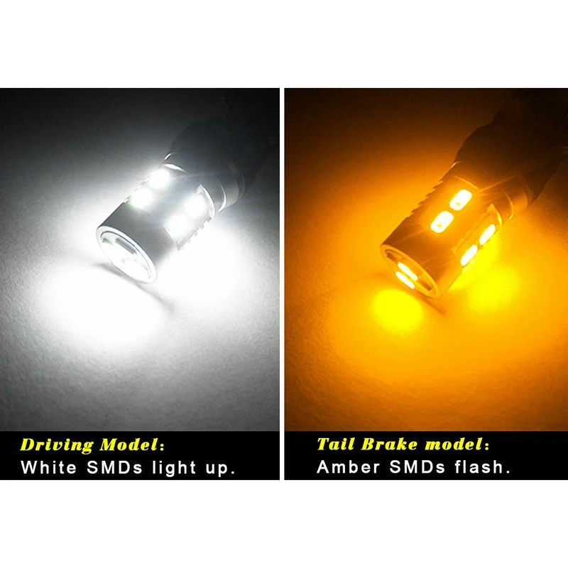 2X High Power 3157 LED DRL White/Amber Switchback Turn Signal Parking 20-SMD-5730 Light Bulbs Dual Color