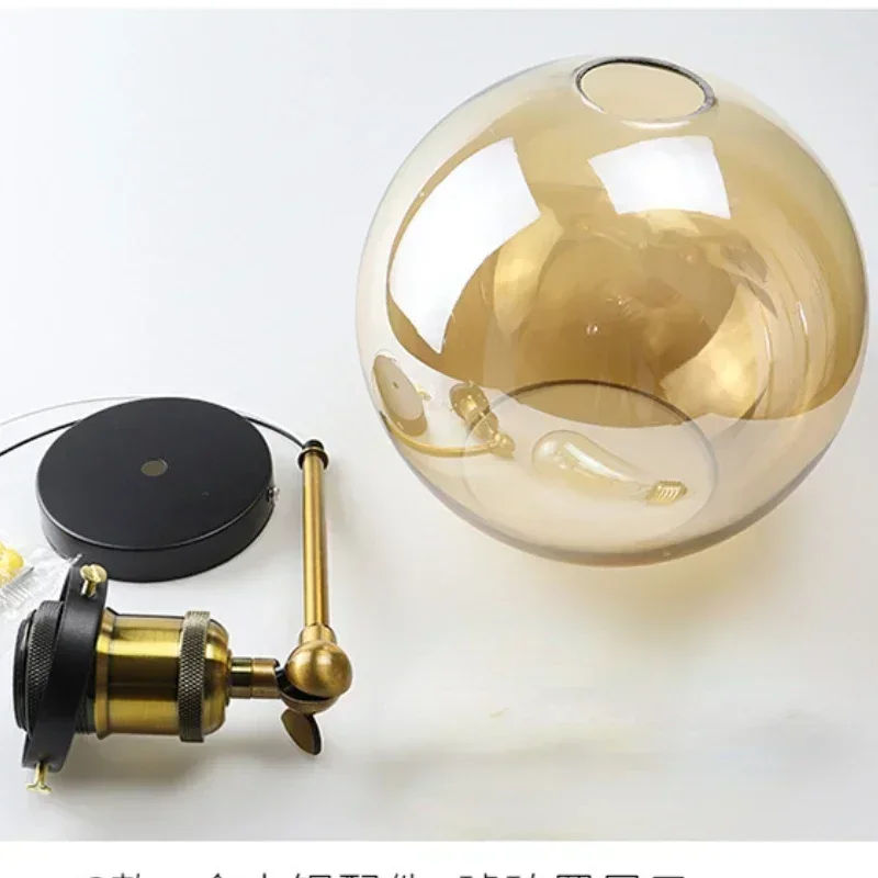 Modern Glass Light Fixtures for Dining Room Transparent Grey Amber Vintage Wall Lamps  Bedroom Clear Decorative Lighting