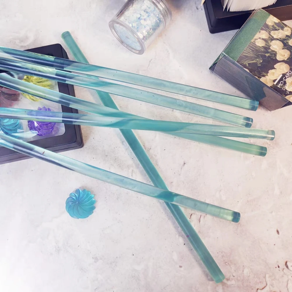 10Pcs Transparent blue Hot melt adhesive rod Candy colors Soft adhesive strip for glue gun 7*200mm No cracking DIY Wax seal