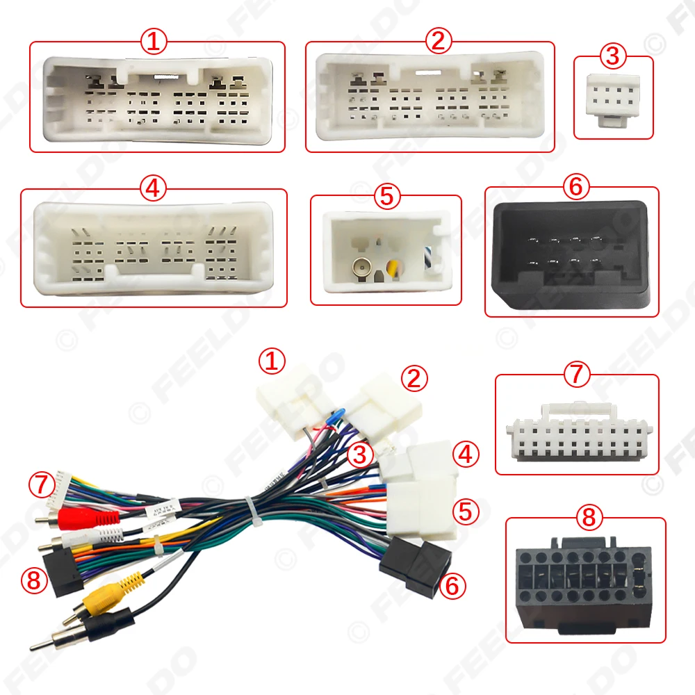 FEELDO Car 16pin Power Cord Wiring Harness Adapter For Prado/Highlander/Harrier/Corolla Cross/Frontlander Installation Head Unit