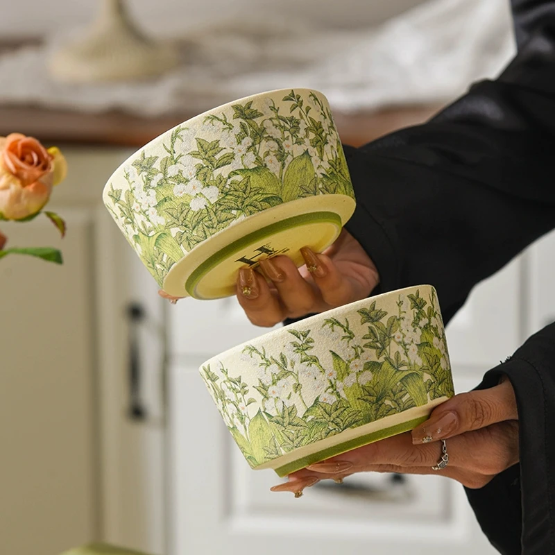 

HuaDian 45 Inch Cerc Rice Bowl Soup Bowl Matte Glaze under Color Dinnerware Set for Home Use round ape Microwave Se