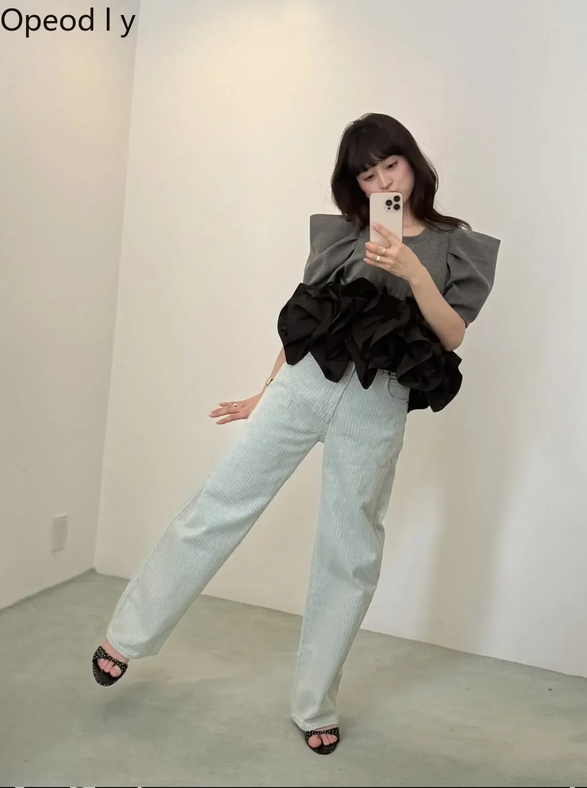 Japanese Sweet Petals Cute Casual Bubble Sleeve Short Sleeve Top New 2026 Summer Fashion Original Slim T-shirt Women