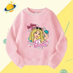 Barbie children's crew-neck hoodie Disney print Autumn Winter long-sleeved sweatshirt Boy Girl Kawaii Birthday gift Numbers 1-10