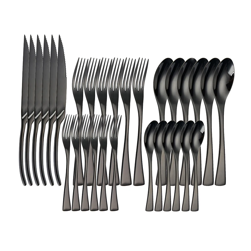 

30 Pcs Cutlery Set Stainless Steel Full Tableware Flatware Luxury Dinnerware Dining Table 6 People Sets For Home Eco Friendly