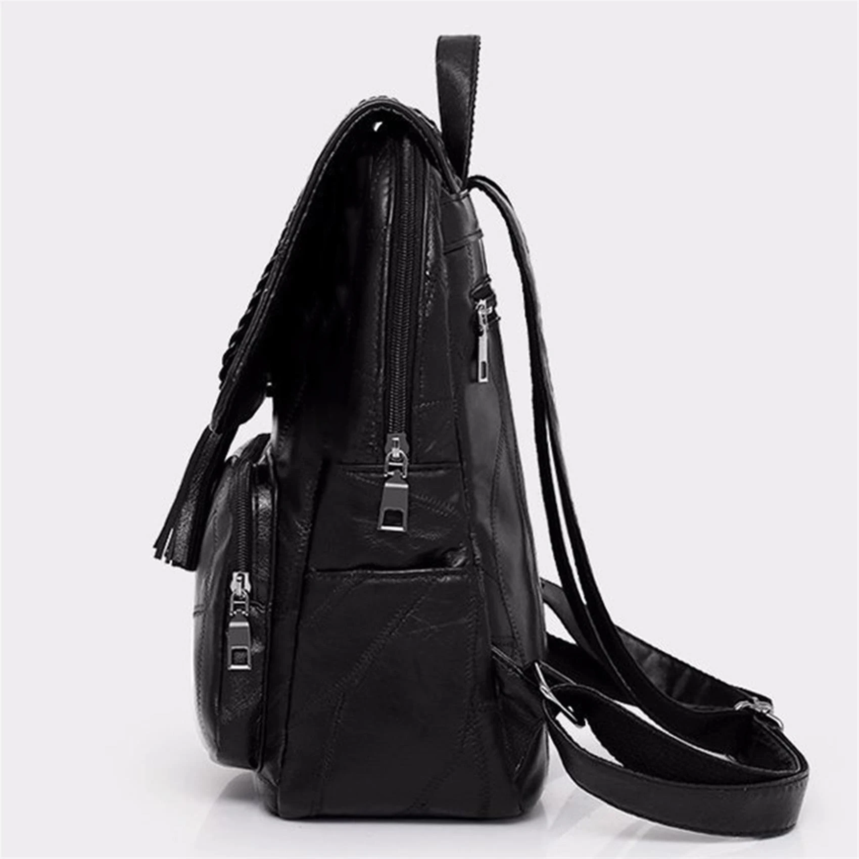 2024 Women\'s PU Leather Backpack School Bag Classic Black Waterproof Travel multi-function Shoulder Bag Rucksack