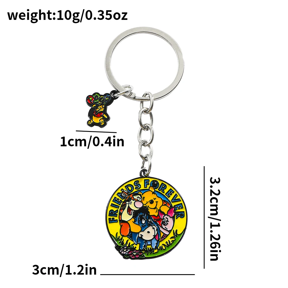 Disney Anime Figure Winnie and Friends Piglet Tigger Keychain cute Winnie Pendant Keyrings for Backpack Ornament Accessories