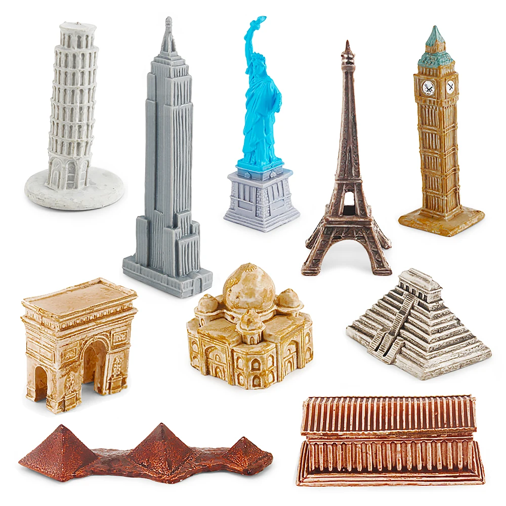 World Famous Landmark Mini Building Figurine Sets,Architectural Monuments,Eiffel Tower,Sphinx,Statue of Libert,Pyramid,Kids Toys