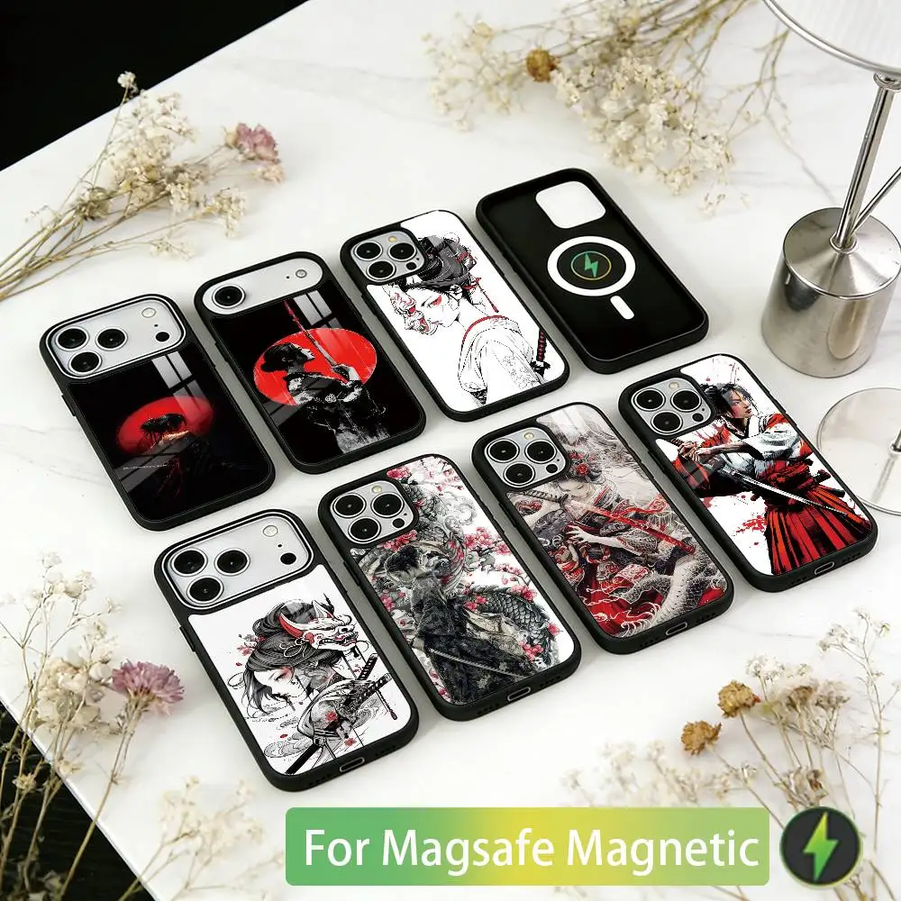 

Samurai Warrior Geisha Phone Case For iPhone17,16,15,14,13,12,11 Plus,Pro Magnetic with Magsafe Wireless Charging