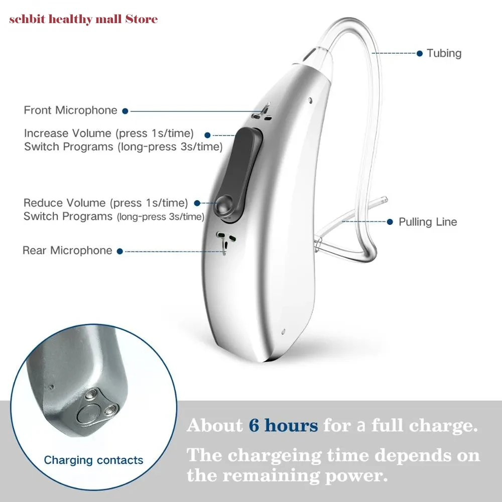 Bluetooth Hearing Aid ELHearing Rechargeable Lithium Battery Charger Programmable Digital Mini Portable Charging Ase Ear