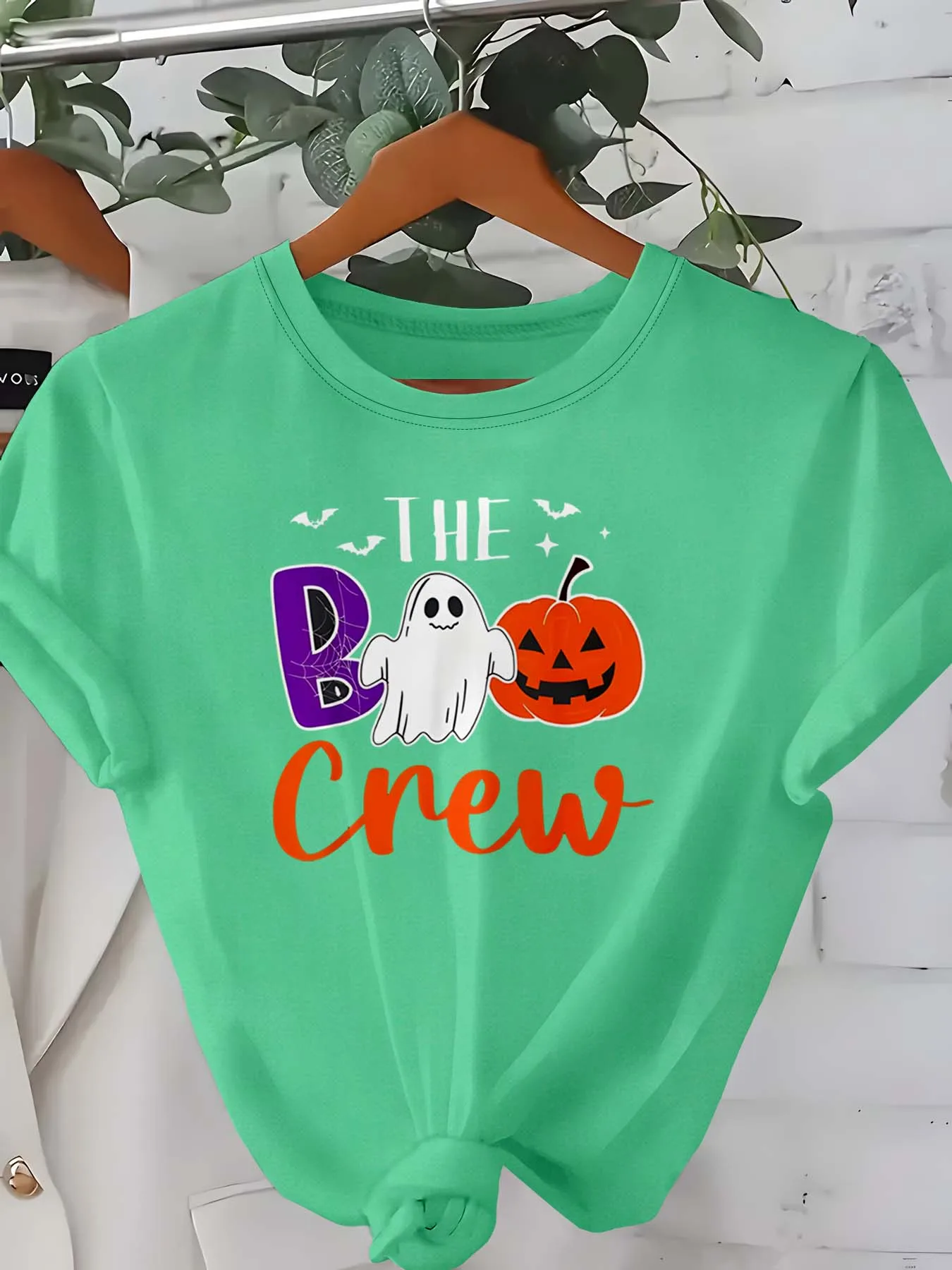 Plus Size Halloween Themed Attire With Boo Crew Ghost Pumpkin Spider Web Motifs For Festive Stylish Looks
