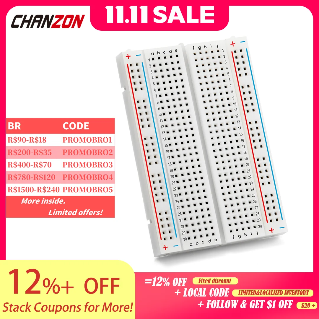 

1 шт., 400 точек привязки, макетная плата печатной платы без пайки, Φ, мини-плата для хлеба для Arduino Proto Raspberry Pi, Наборы для творчества