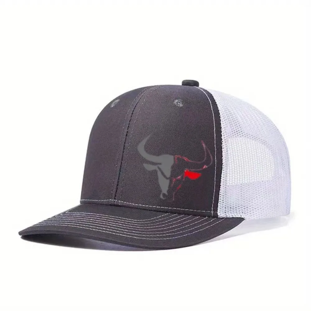 

Casual Bull Head Print Summer Baseball Cap Breathable Mesh Sports Visor Adjustable Hip Hop Sun Hats Men Women