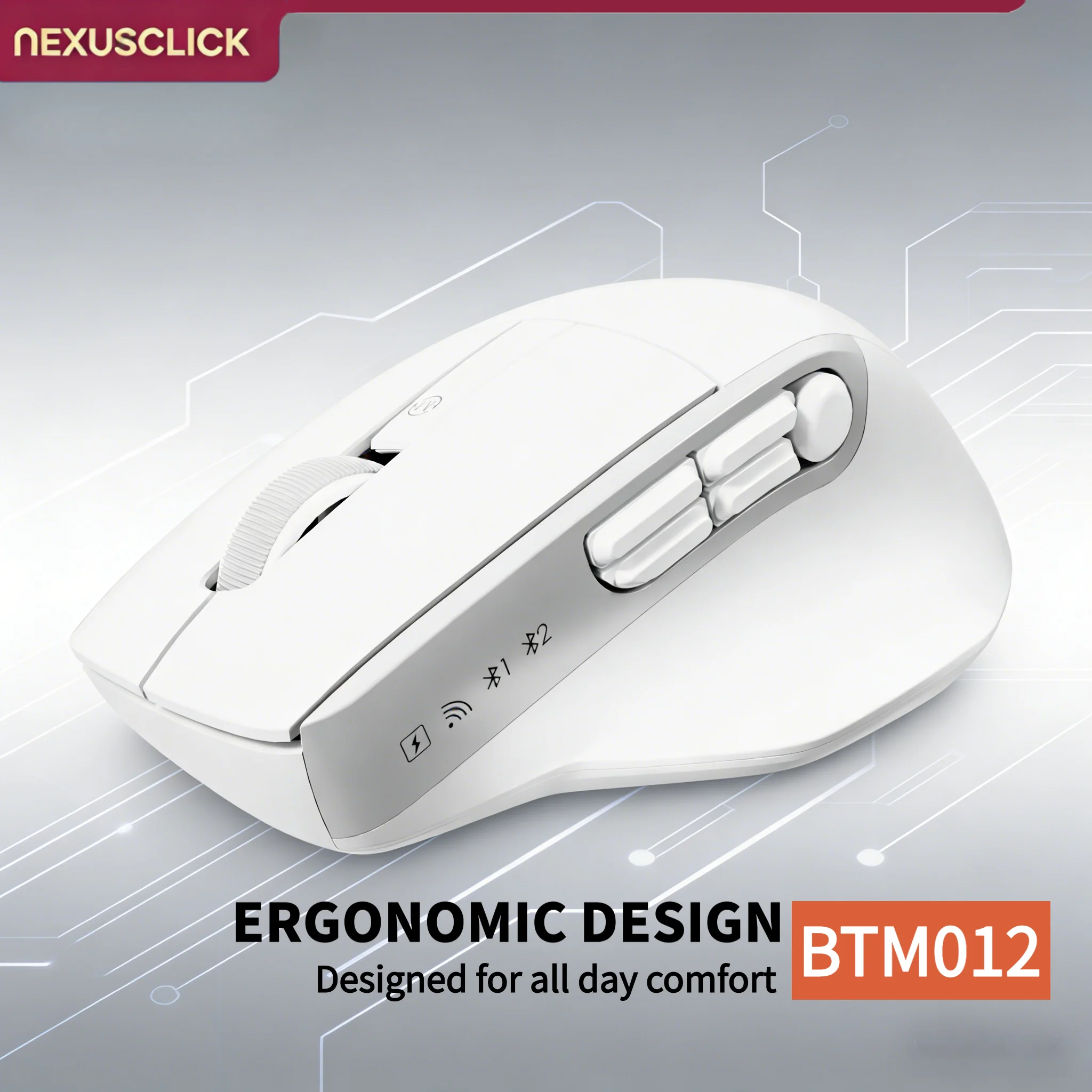 Dual Mode Ergonomic Silent Wireless Mouse NexusClick Finger Drag 3 Million Clicks Custom Programmable Buttons Durable Battery Of