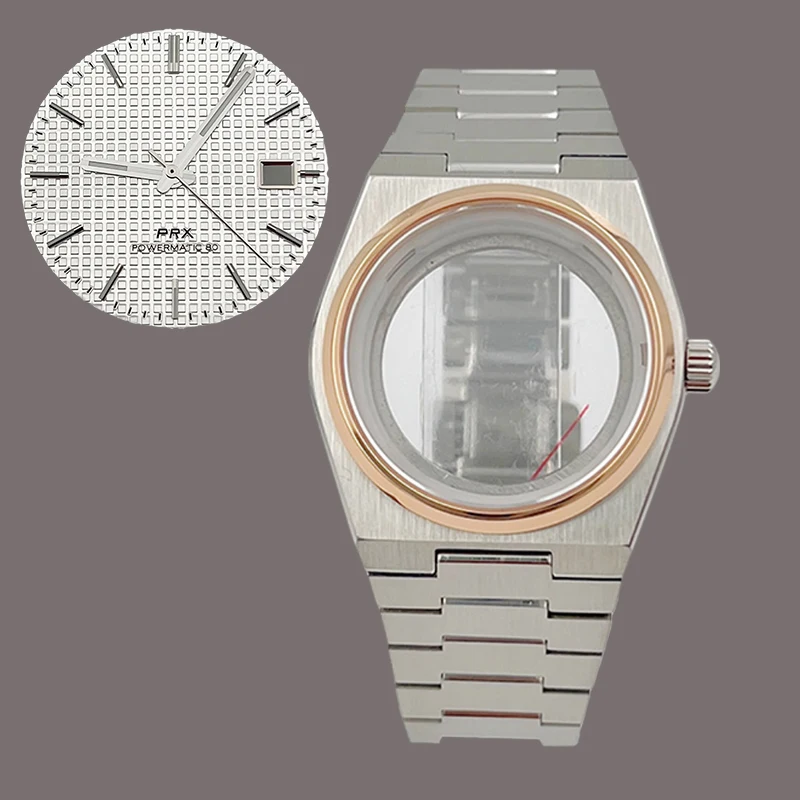 40 مللي متر ارتفع الذهب PRX سوبر لاعب ساعة حافظة الياقوت الزجاج يناسب NH35 NH36 NH38 7S26 4R حركة متعدد الألوان الهاتفي الأيدي أجزاء