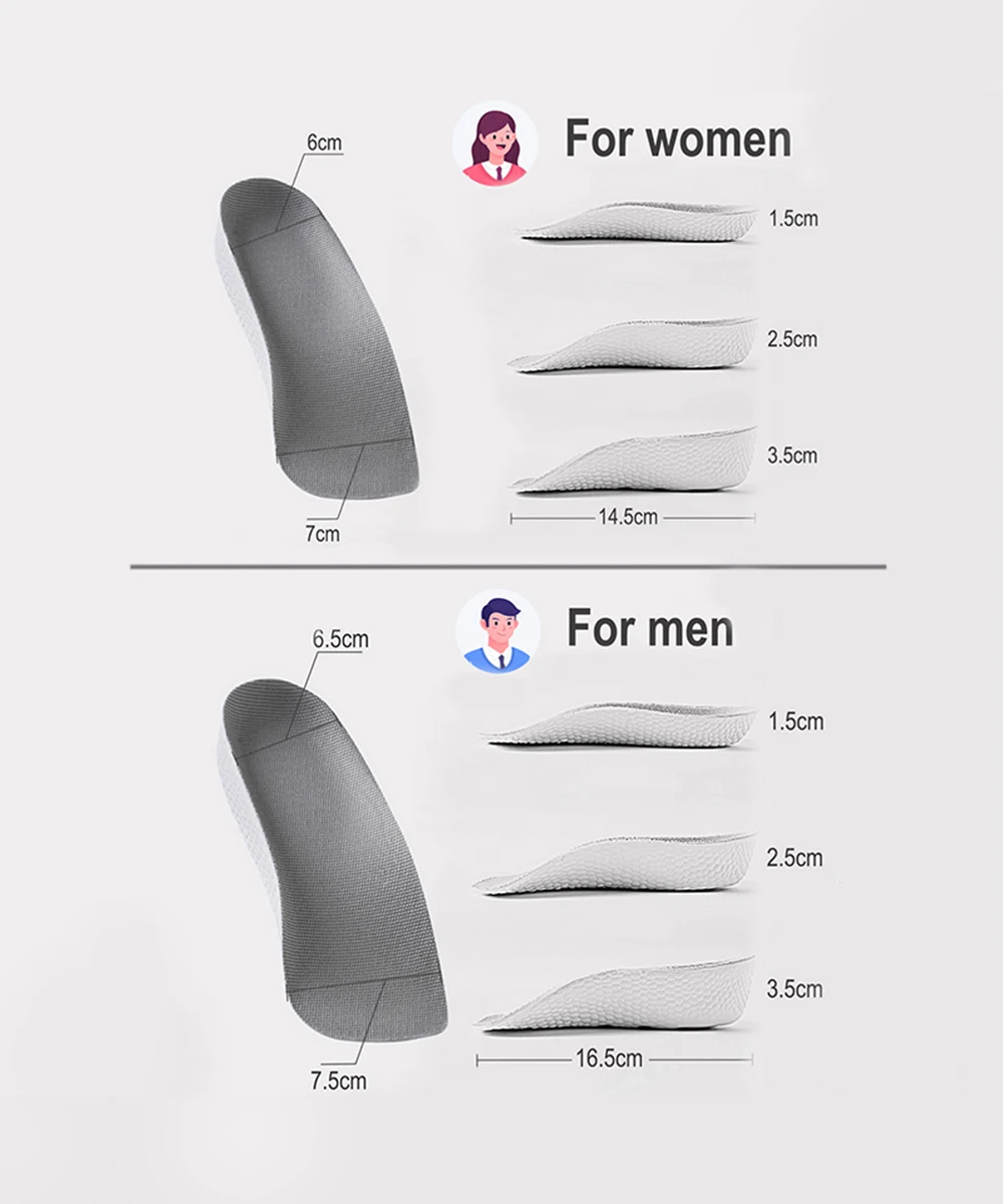 Fußgewölbeunterstützung, Höhenerhöhung, Einlegesohlen, halbe Polster, orthopädisch, atmungsaktiv, Memory-Schaum, 7-Punkte, hebt Schuhpolster, Unterstützung für Plattfüße – Detail 11