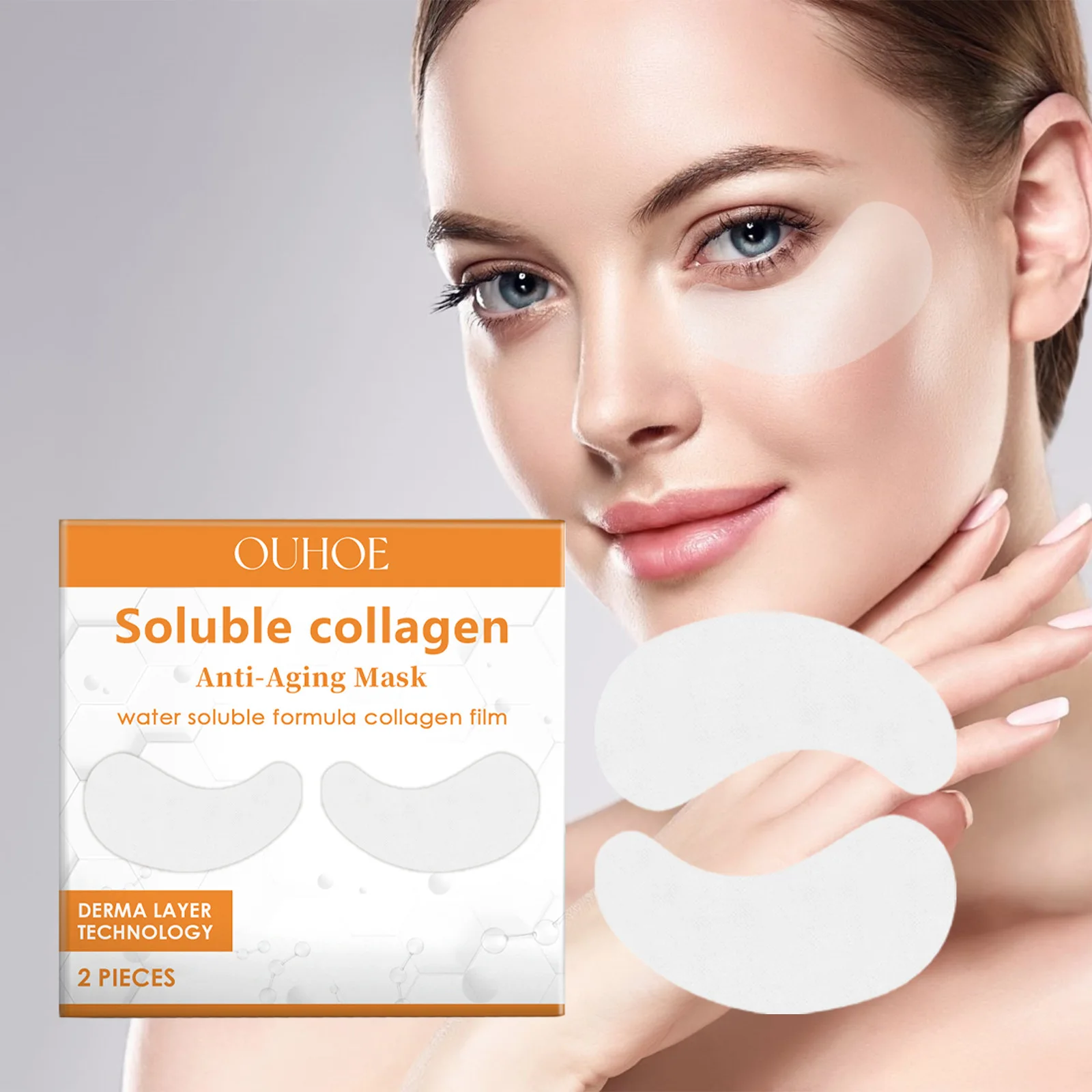 Patchs Solubles au Collagène pour les Yeux, Masque Raffermissant, Élimine les Poches sous les Yeux, Ridules, Hydratant, Lisse et Brcorporelle