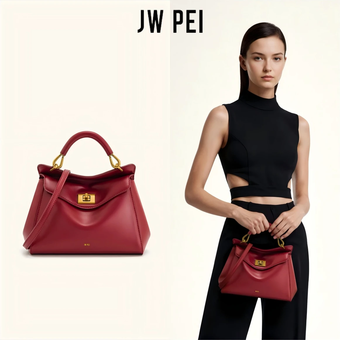 JW PEI Handbag Female 2025 New Lucia Lock Buckle Shoulder Crossbody Bag Senior Sense of Designer bag