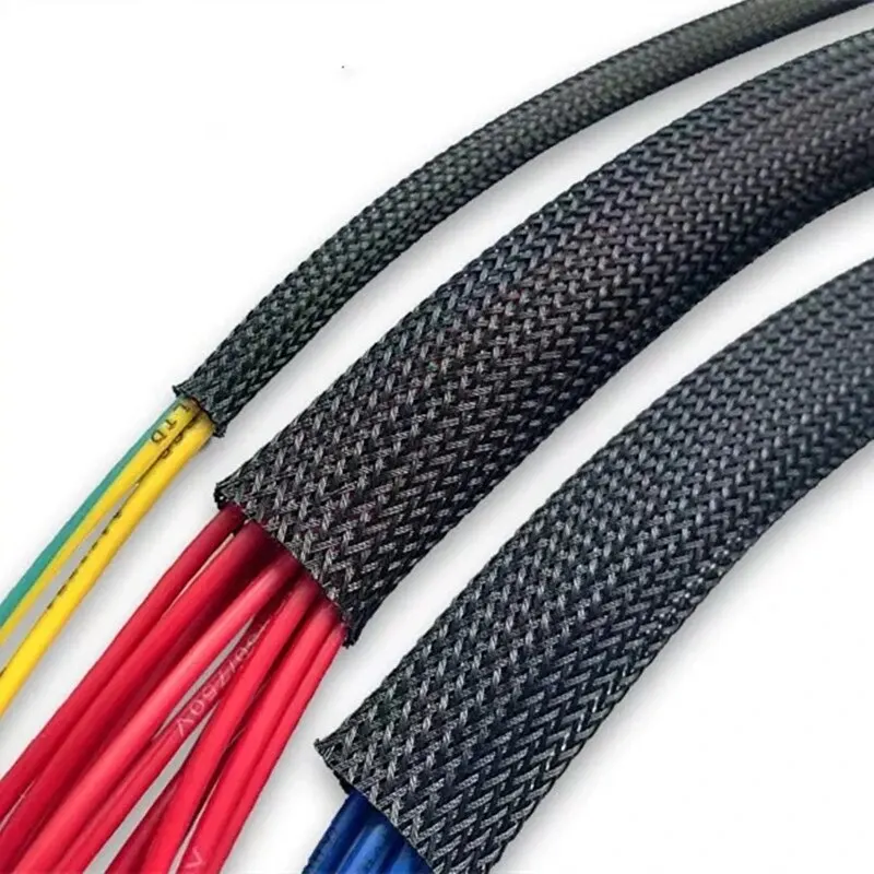 Manga trenzada aislada negra, protección de Cable PET apretado, manga de Cable expandible, glándula de alambre, 3M, 19mm