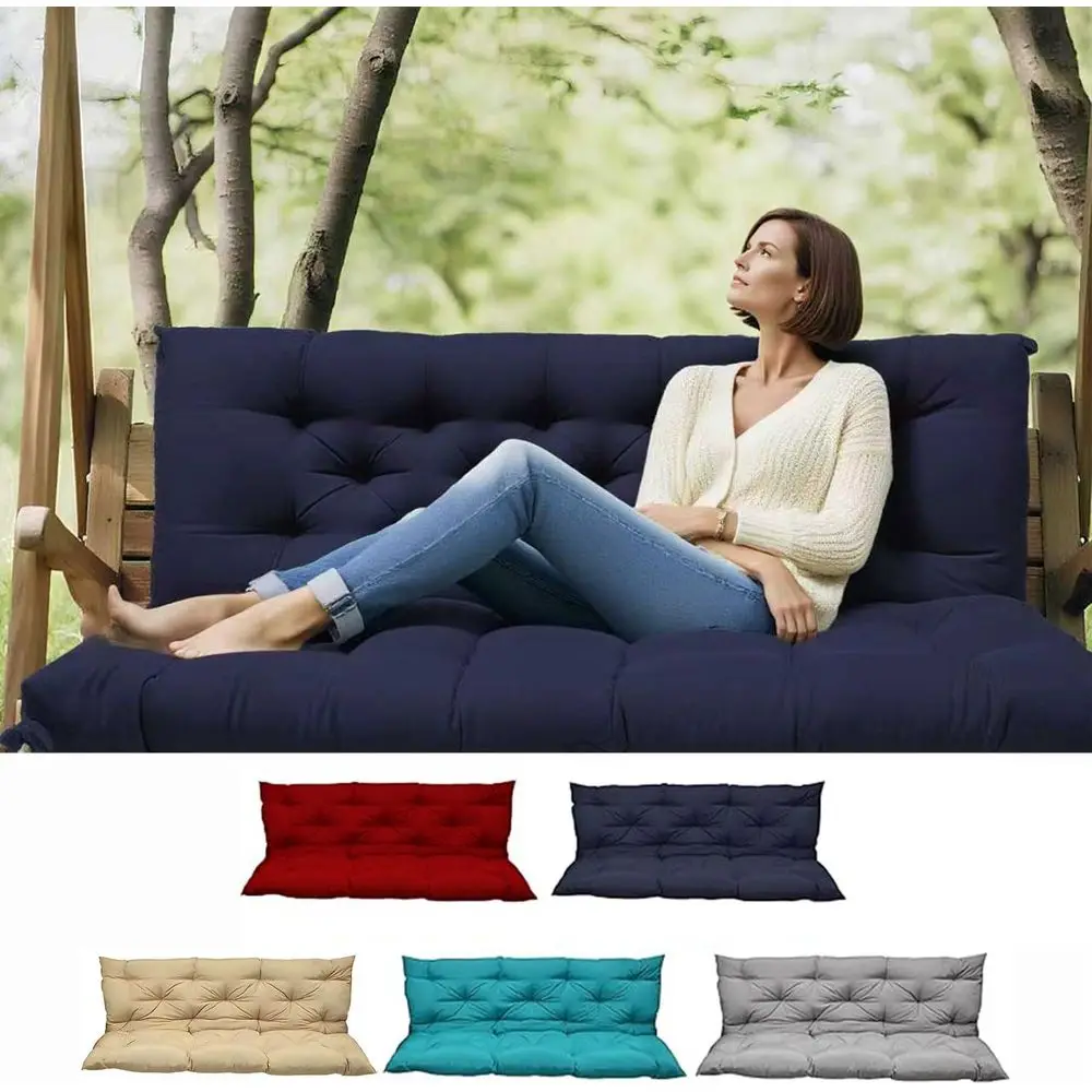 

3-Seater Outdoor Swing Cushion with Backrest, Navy Blue, Thickened for Patio and Backyard (74x40x4 inches)
