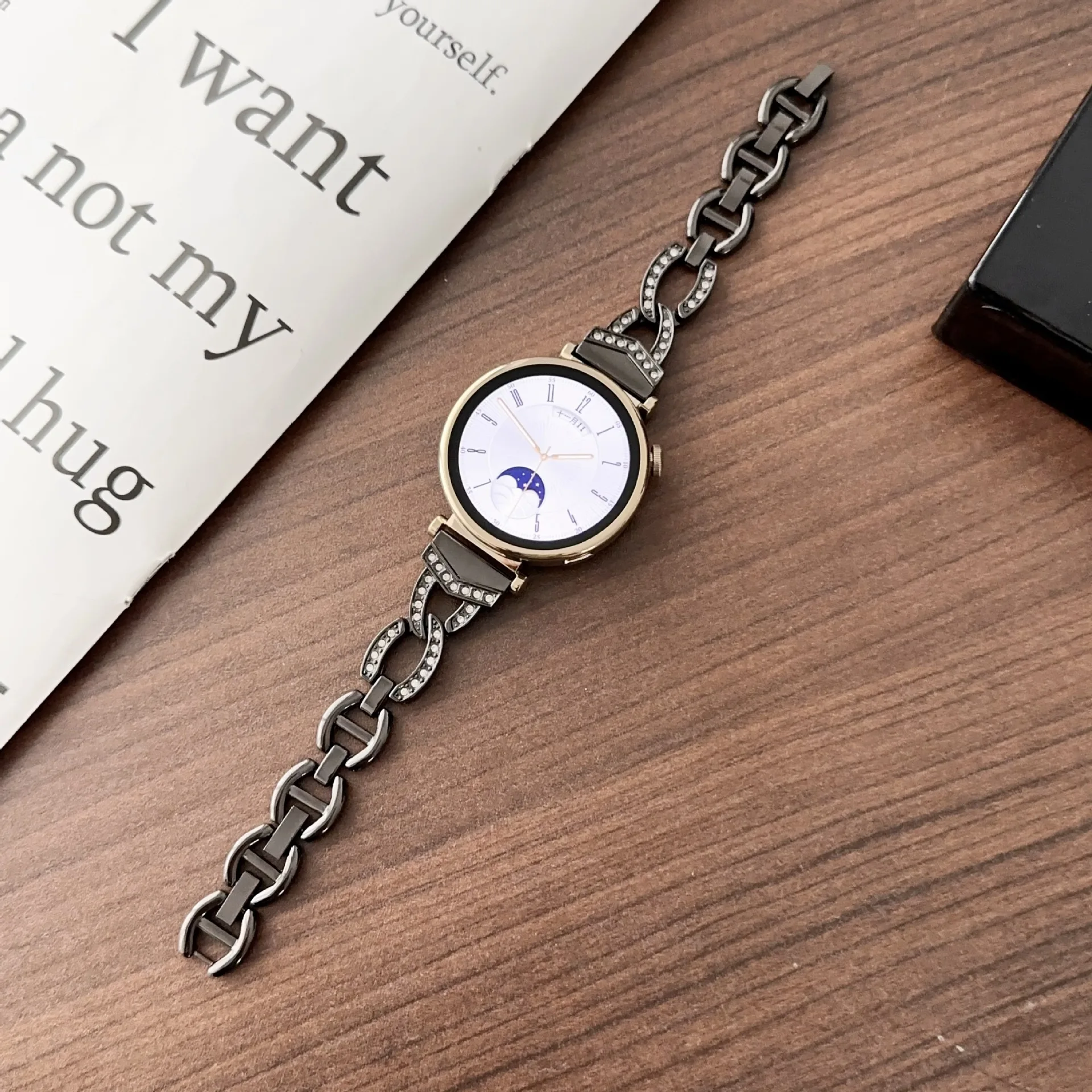 سوار من الستانلس ستيل لساعة هواوي ، جي تي 4 ، ميبرو T1 ، GS ، أشرطة الماس للغارمين فينو 3S ، 2S ، Vivoactive 4s ، 2S ، 41 مللي متر