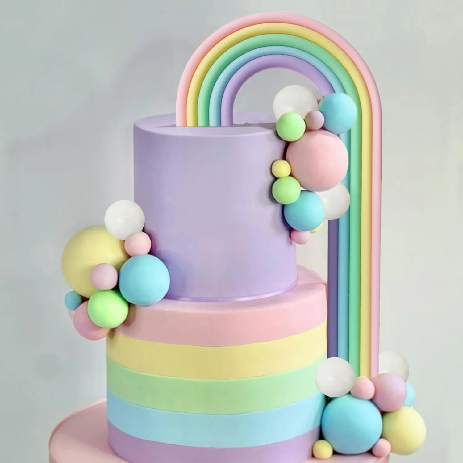 28 Stück Regenbogen-Kuchenaufsätze, bunte Kugeln, Kuchendekorationen für Hochzeit, Babyparty, Mädchen, Jungen, Geburtstag, Partyzubehör – Detail 6