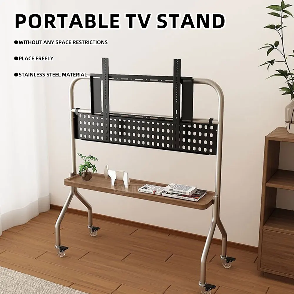 support-tv-sur-pied-en-acier-inoxydable-mobile-simple-avec-support-mural-pour-ecrans-de-43-a-66-pouces-pour-usage-domestique
