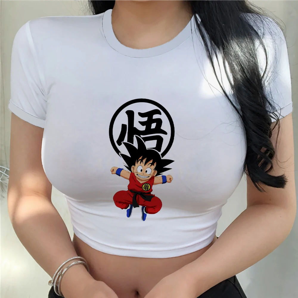 Harajuku New T-shirt Anime Vegeta Top Women Clothing Tops Y2k Fashion Sexy Goku Cool Kawaii Clothes Women\'s T-shirts Summer 2024