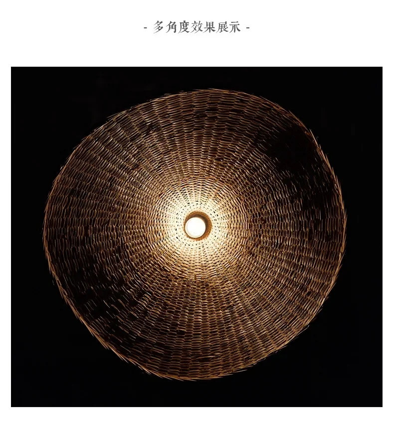 Modern Creative Straw Hat Chandelier Chinese Style Handmade Woven Bamboo Lamp Bamboo Chandelier Tea Room Rattan Hand-woven Lamps
