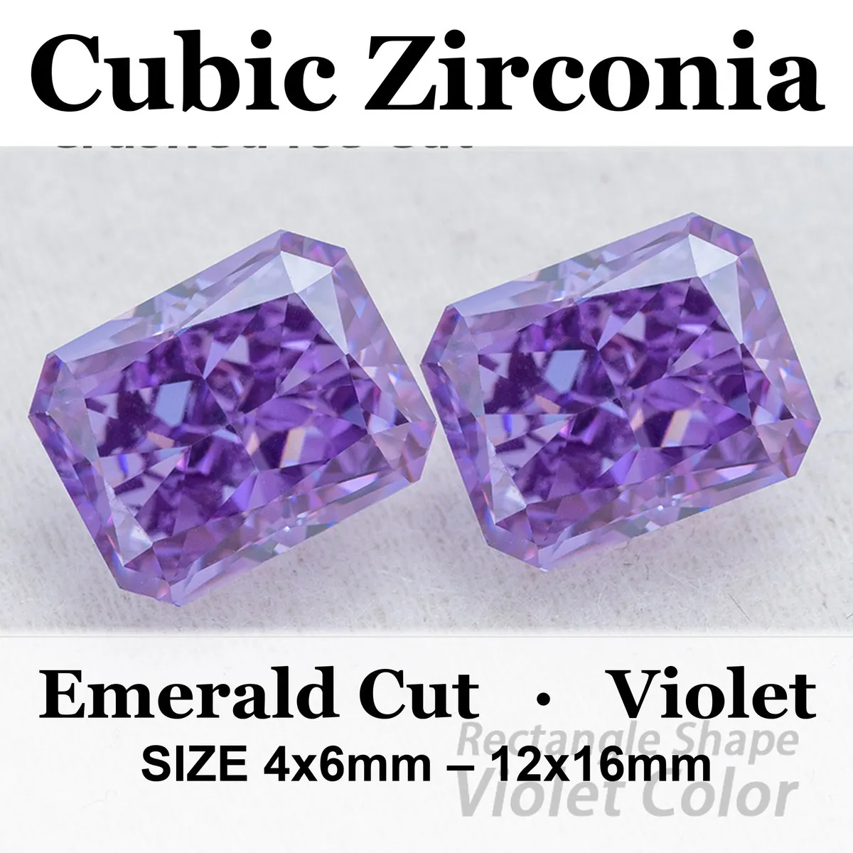 Cubic Zirconia Crushed Ice Cut Rectangle Shape Violet Color Charms Loose Stones Used for DIY Jewelry Making Inlay Main Materials