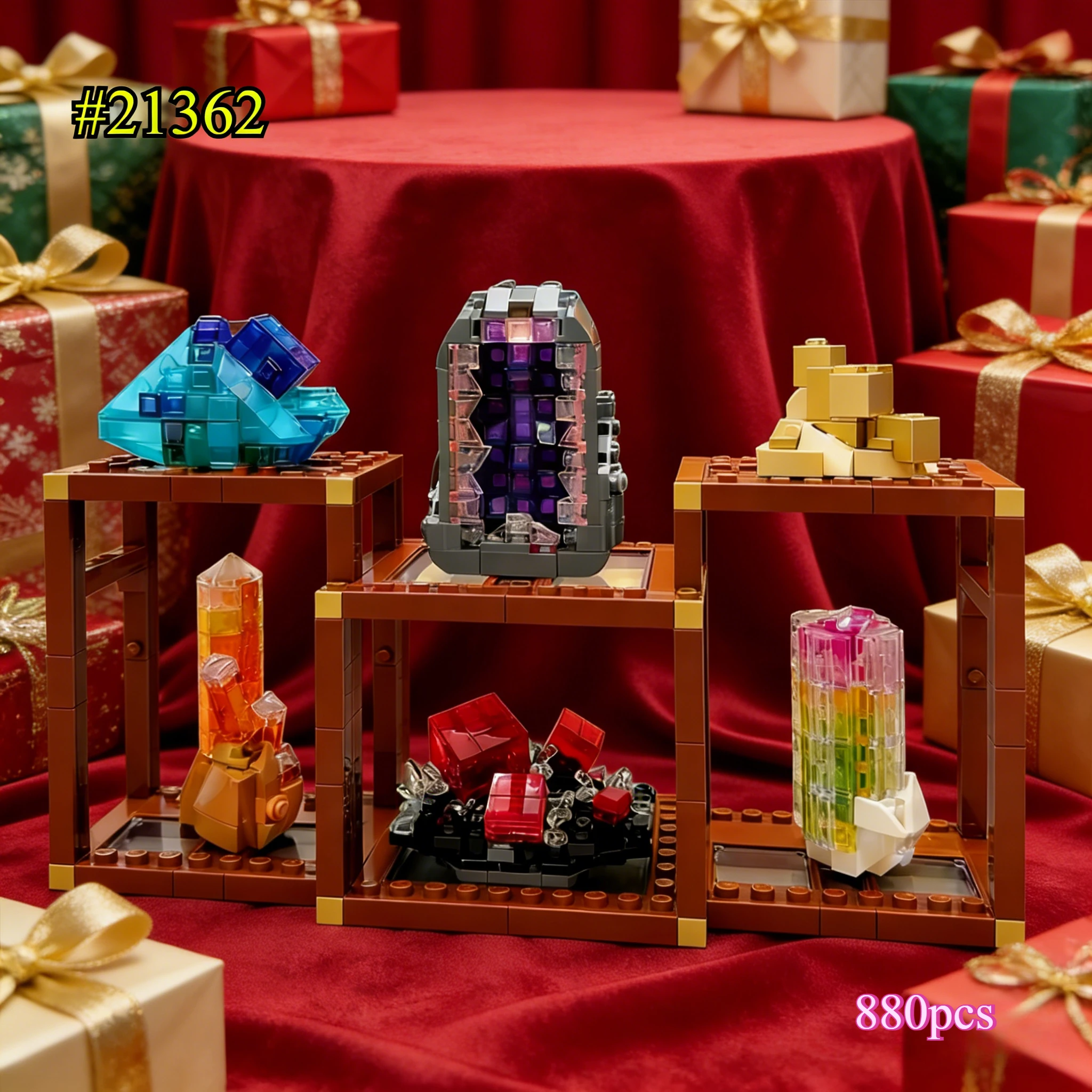 

Новинка 2026: Набор строительных блоков 880 деталей (21362) «Коллекция минералов и драгоценных камней» с прозрачными частицами – идеальный подарок для мальчиков и девочек