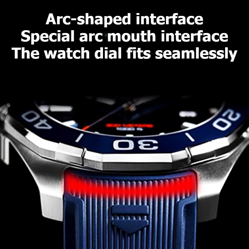 Arc-shaped interface silicone watch strap for original  TAG HEUER AQUARACER WAY201A WAY211A.FT6068 rubber watchband 22mm