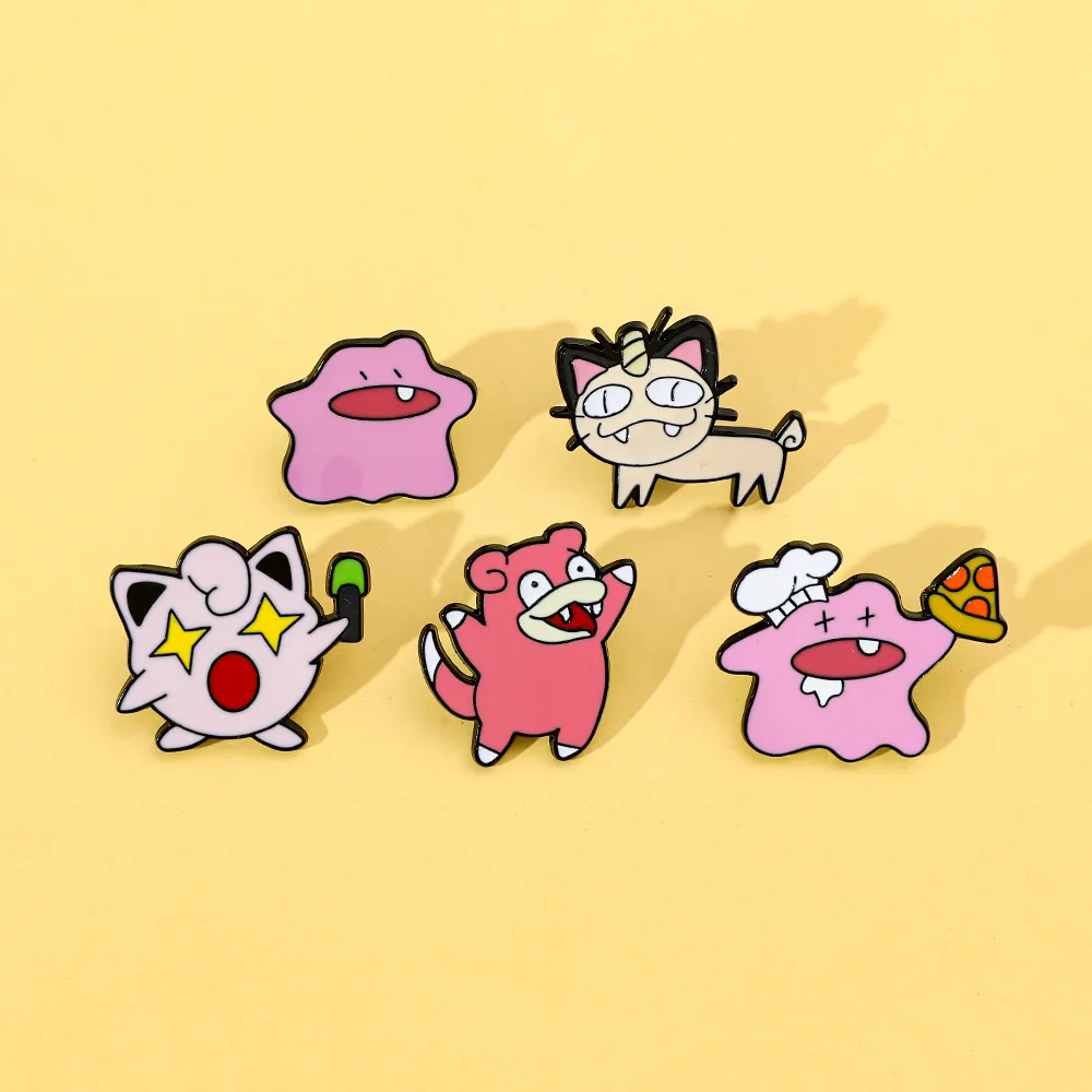 Japanese Cartoon Cute Pokemon Brooches Ditto Pocket Monster Enamel Pins Accessories Y2k Fashion Toys Anime Cartoon