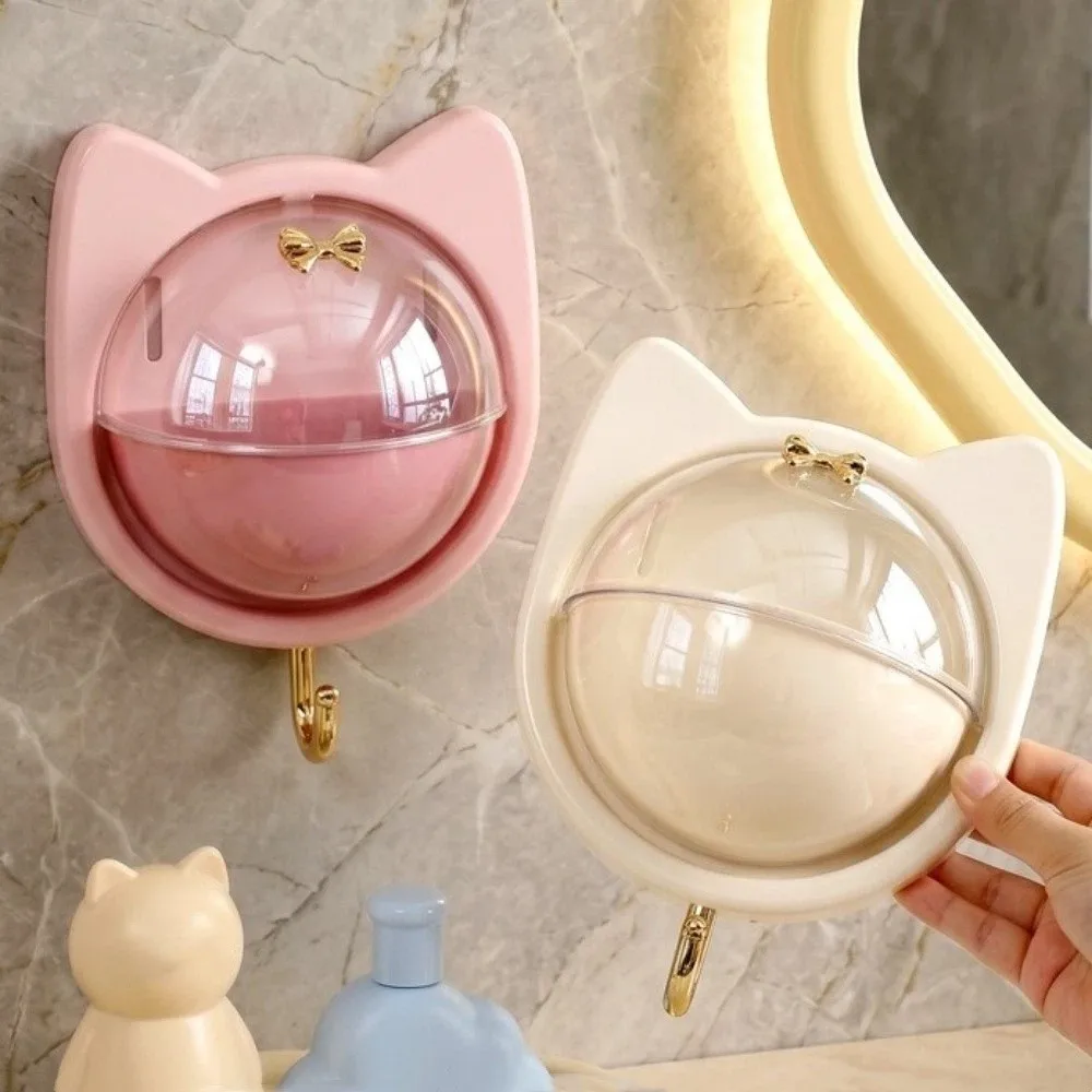 Modern Cat Ear Storage Organizer Wall-Mounted Multi Functional Makeup Storage Divided Clear Flip Lid Storage Box Bedroom