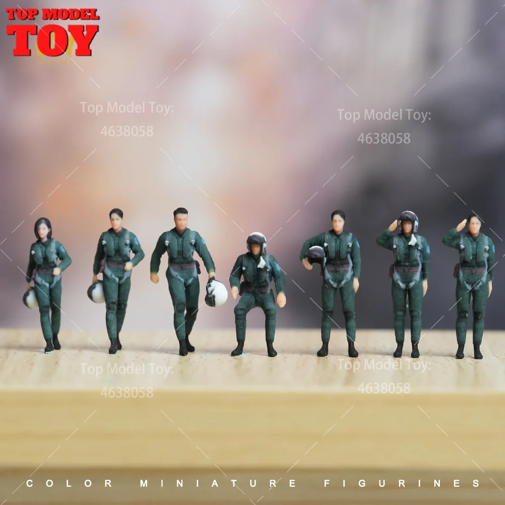Escala 1/72, paseo de la Fuerza Aérea femenina y masculina, saludo, soldados sentados en el suelo, accesorios de escena de impresión 3D, modelo de figuras para coches, vehículos de juguete