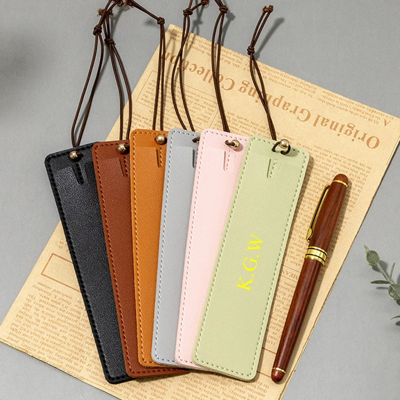 Fashion Business Customized Pen Slot Engrave Letters PU Leather Slim Portable Student School Pencil case Wholesale Wedding Gift