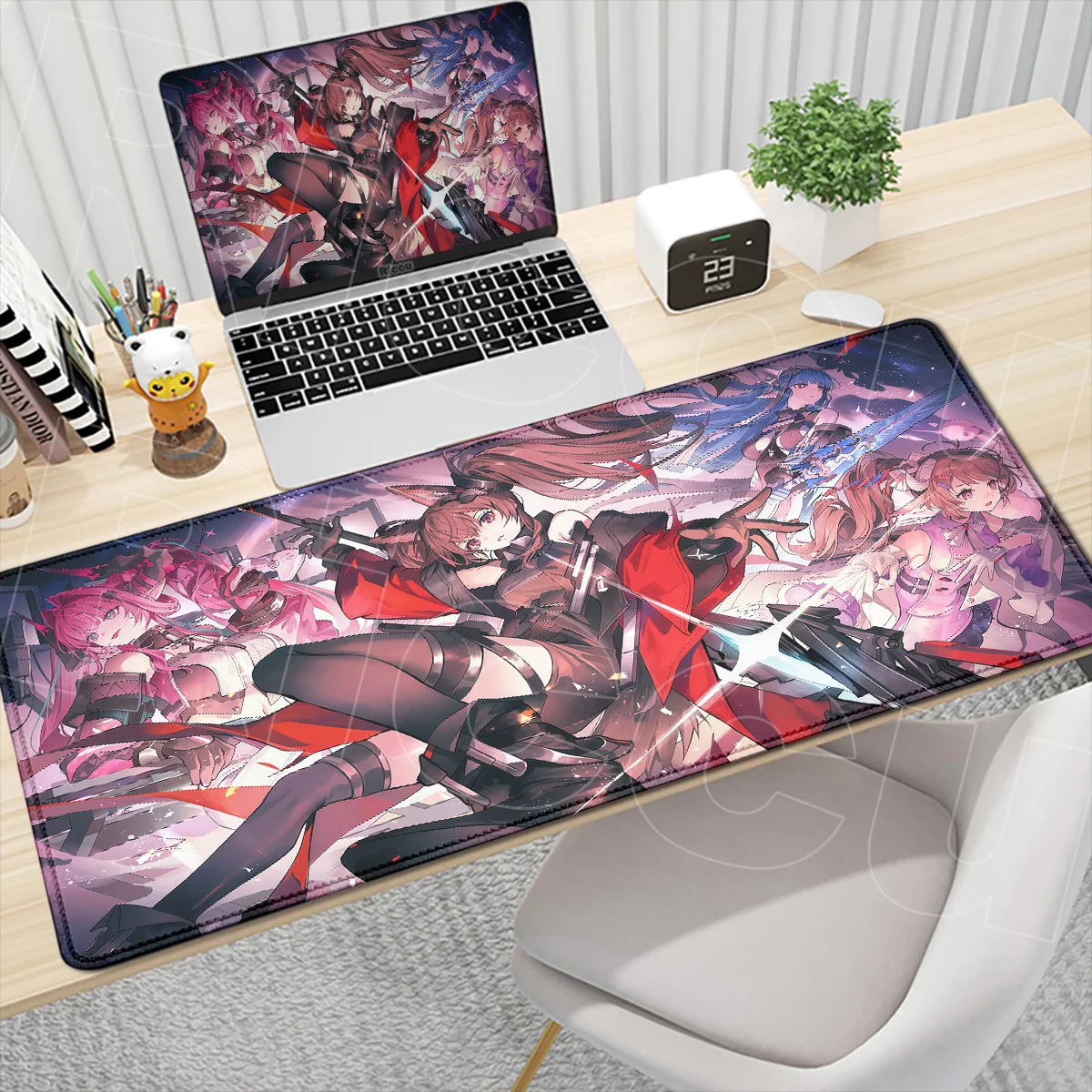 900X400mm Office Rubber Mouse Pad XXL Locking Edge Desktop Keyboard Mat Game Arknights Endfield Cute Girl Gilberta Laptop Carpet