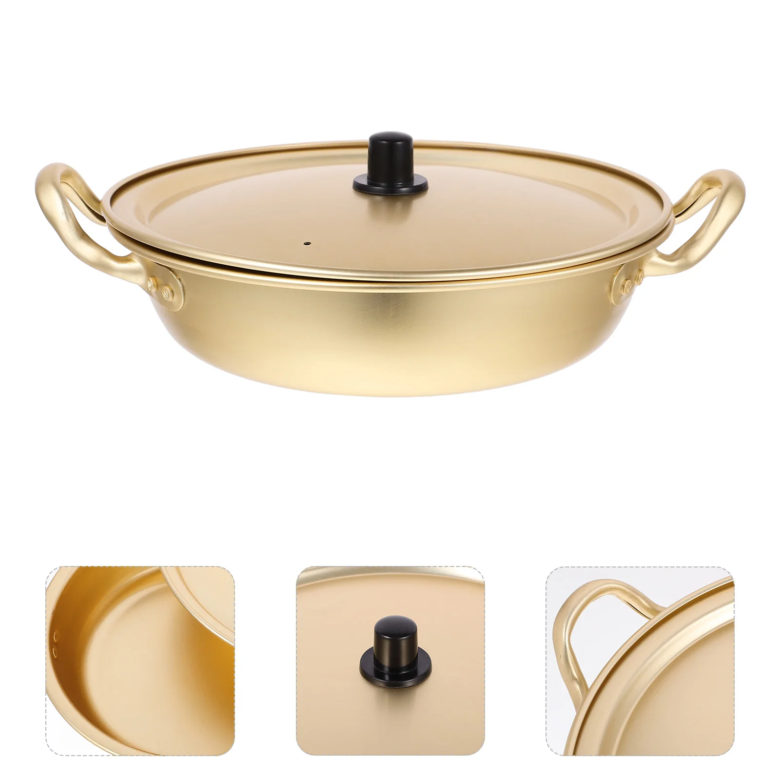 Pot Yellow Aluminum Alloy Soup for Bibimbap Pan Sauce Cooking Utensils Rapid Noodles Cooker with Lid Chafing Dish