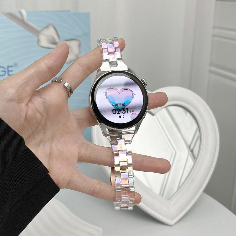 20mm 22mm Dazzling Transparent Laser Band for Samsung Galaxy Watch 5Pro 45mm Acrylic Strap for Huawei Watch GT2 42mm Amazfit Bip