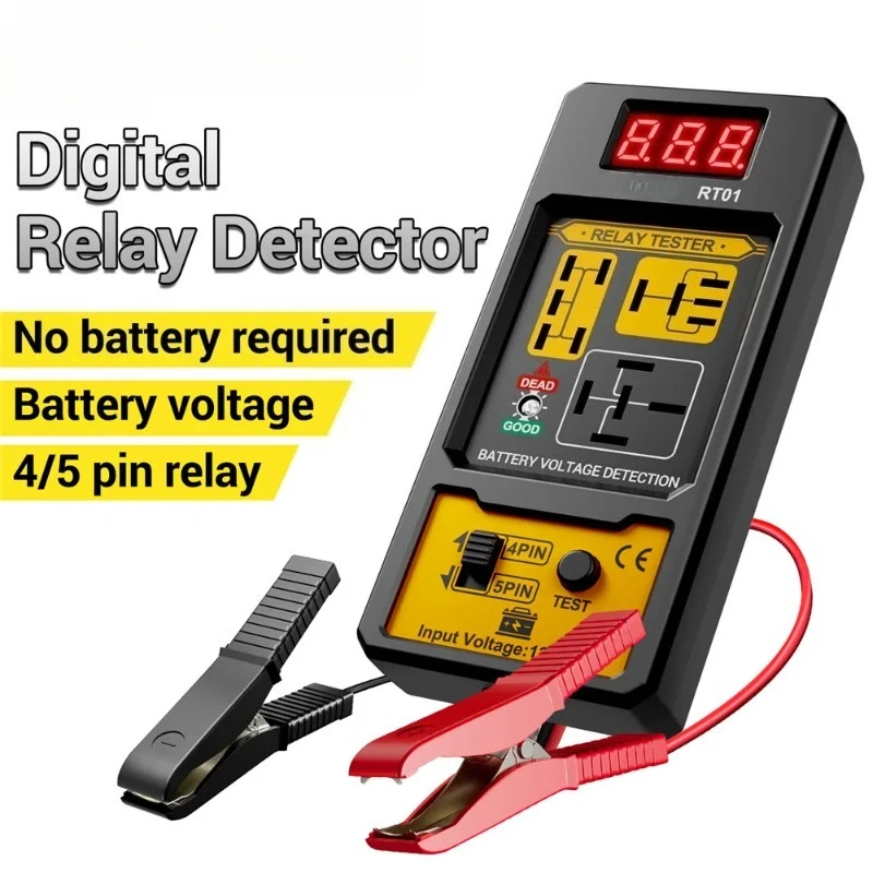 RT01 Digital Relay Detector 11-25V Universal 4/5 Pins Car Battery Vehicle Detection Digital Display Voltage Battery Tester