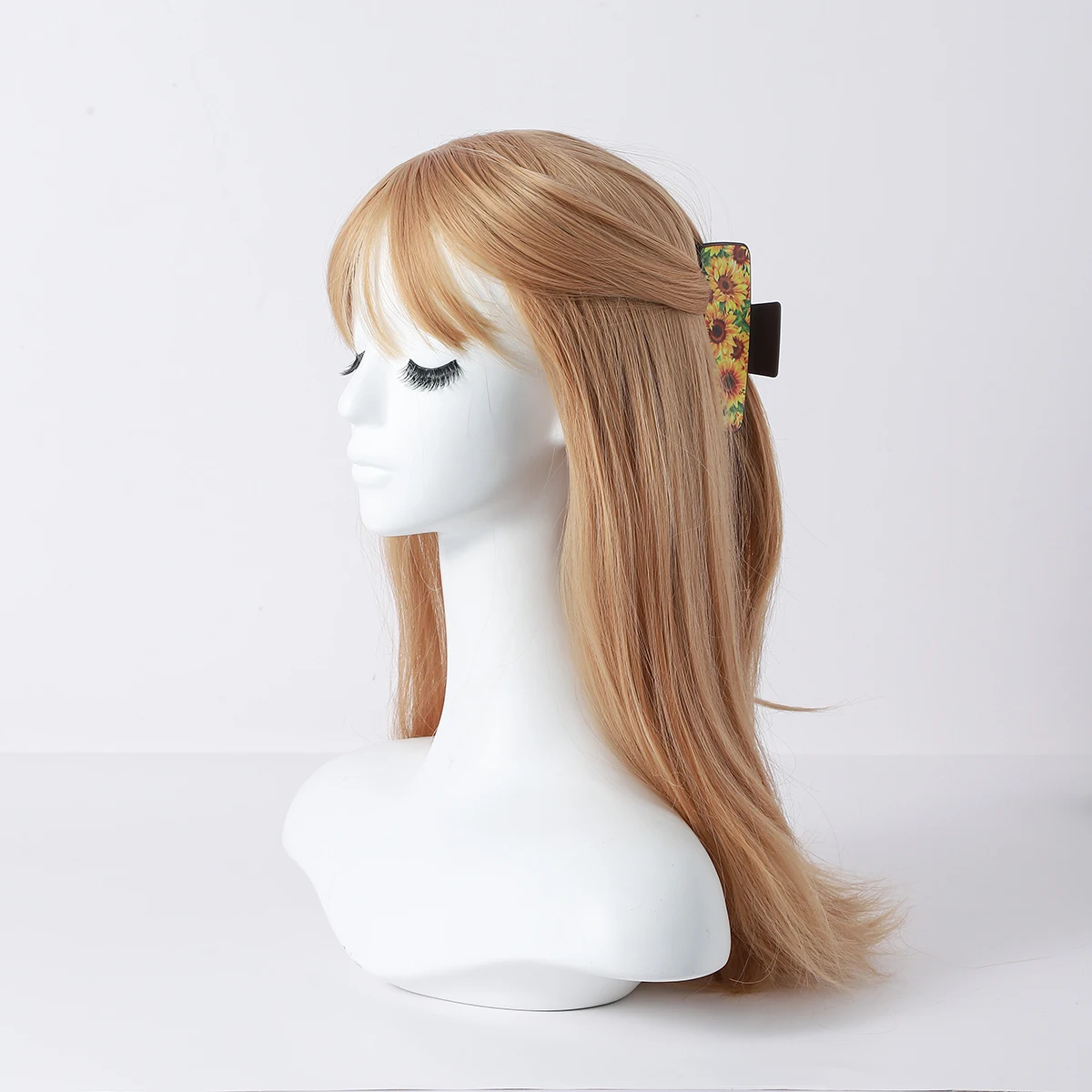 Western หนังผม Claw คลิปดอกทานตะวันดอกไม้ Square Claw คลิปสําหรับ Hairstyling Southwest พิมพ์ PU หนังอุปกรณ์เสริมผม