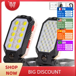 Torcia a LED portatile ricaricabile USB COB Work Light Design magnetico per lanterna da campeggio impermeabile regolabile, batteria integrata