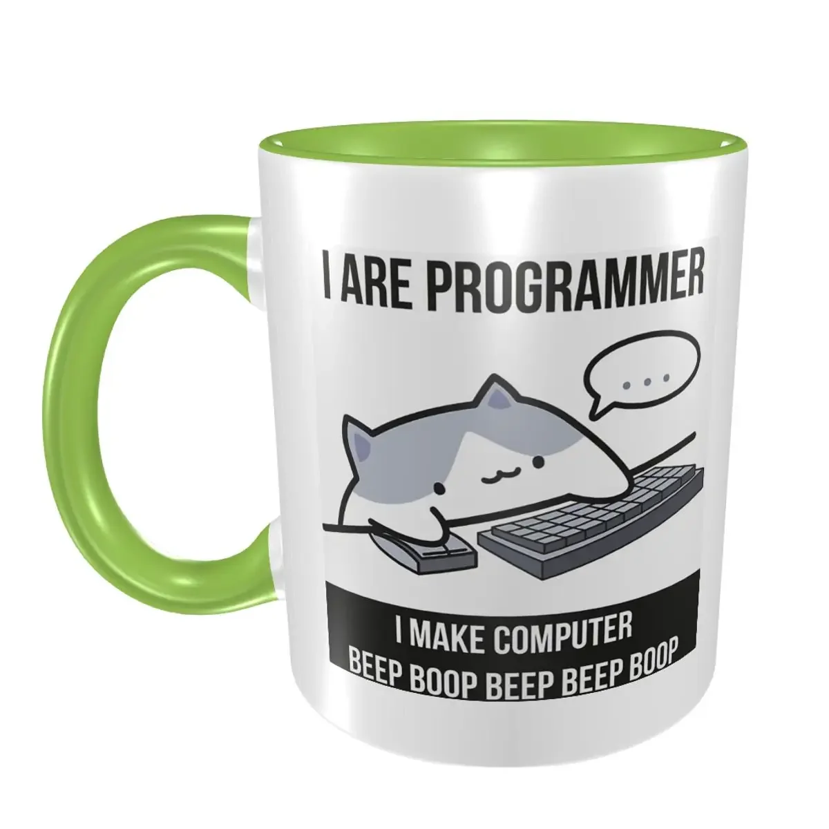 

Забавная кружка с котом-программистом «Я программист», керамическая кружка для кофе, чая, молока, посуда для напитков, подарки для женщин и мужчин