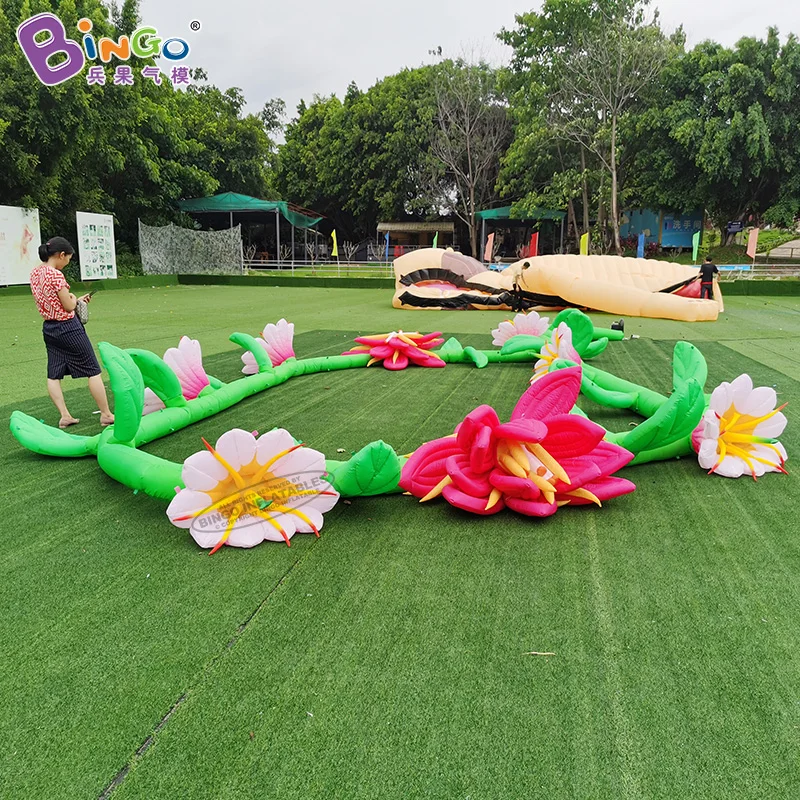 Personalized 7.7x6.3x4.5 Meters Colorful Inflatable Flowers Chain Plant For Advertising Stand Event Wedding Decoration Toys