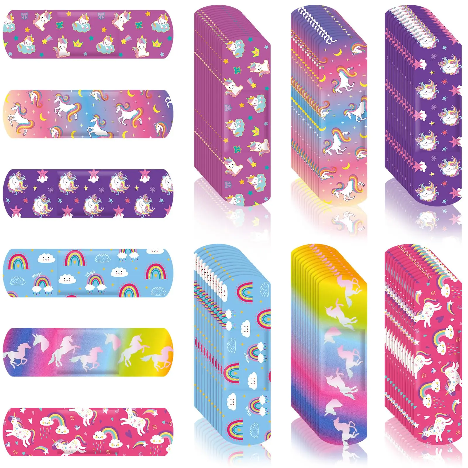 30/60pcs 6 Styles Bandages Cute Cartoon Unicorn for Girls Kawaii Variety Pack Comfortable Flexible Protection Care for Small Cut