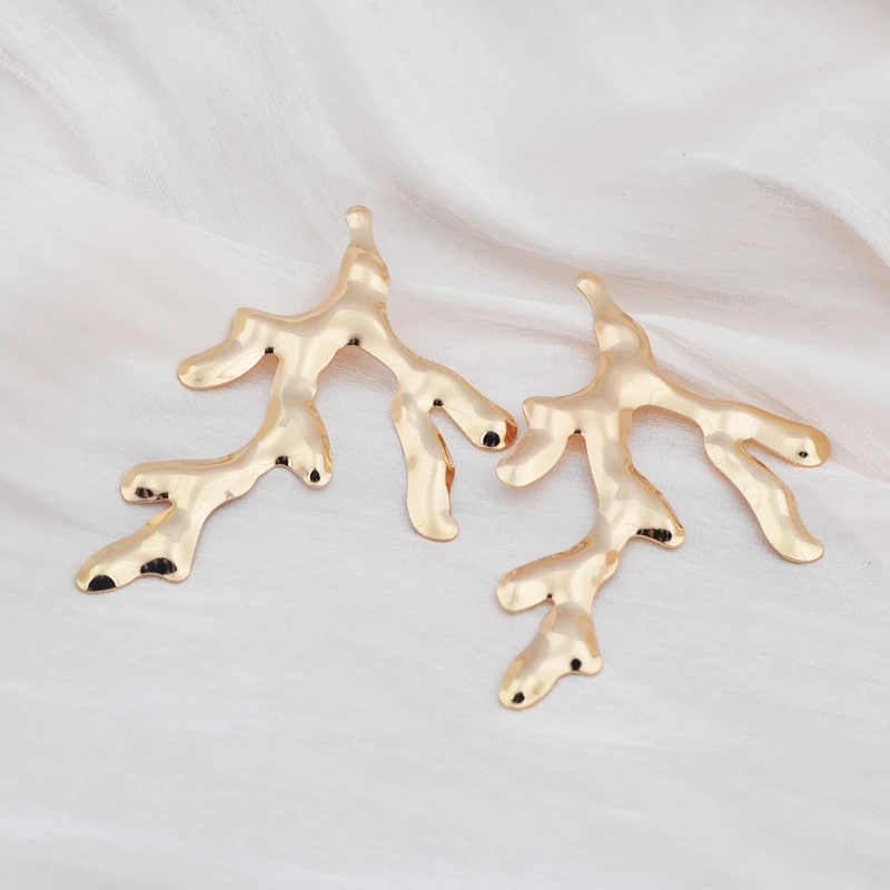 여성용 과장된 브랜치 빅 댕글 귀걸이, 심플 파티 스테이트먼트 주얼리, 레트로 골든 트위스트 메탈 빅 롱 드롭 귀걸이