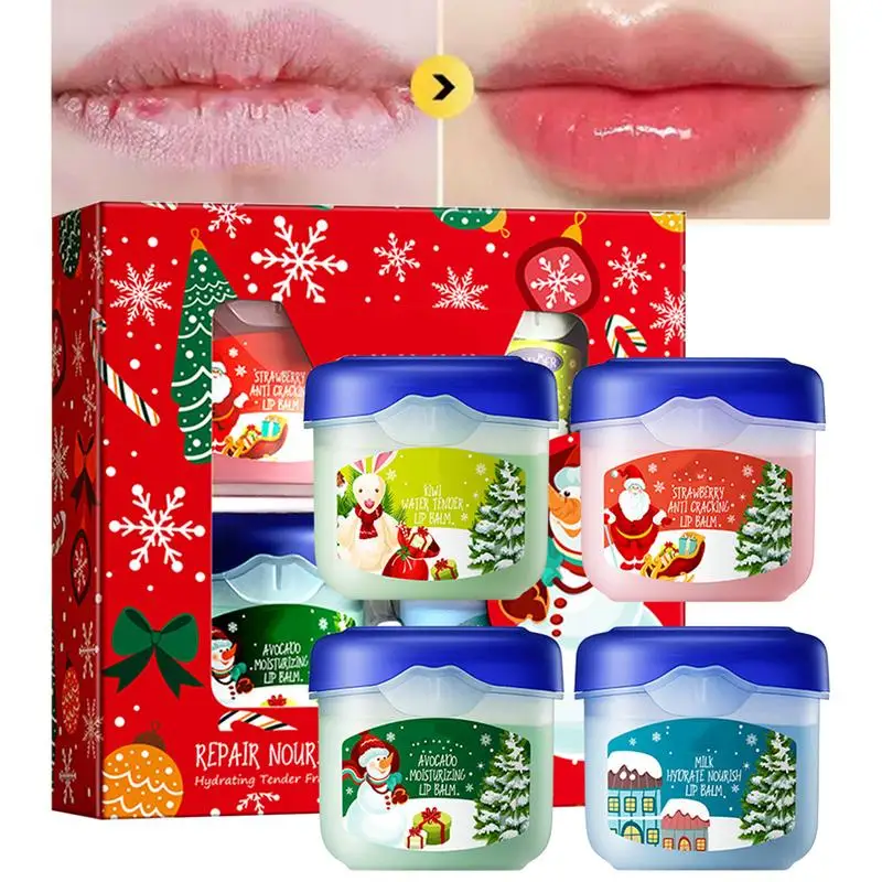 Juego de bálsamo labial navideño, bálsamo labial iluminador, hidratante, antigrietas, reparación hidratante, lápiz labial nutritivo, bálsamo labial, cuidado de la piel