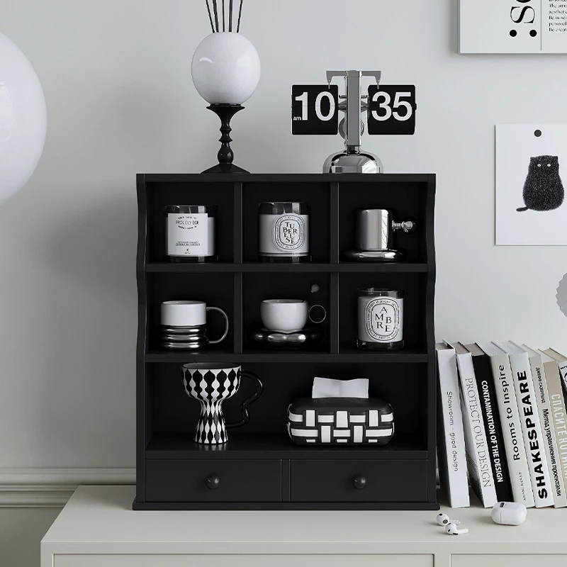Solid wood cup holder, Duobao lattice rack, coffee mark cup storage rack, desktop display rack, kitchen wall rack.