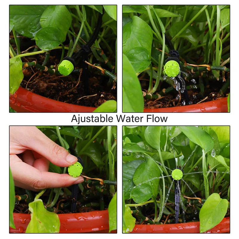 AB46-200Pcs 1/4Inch Adjustable Micro-Type Drip Irrigation System Watering Sprinklers Anti-Clogging Emitter Garden Supplies