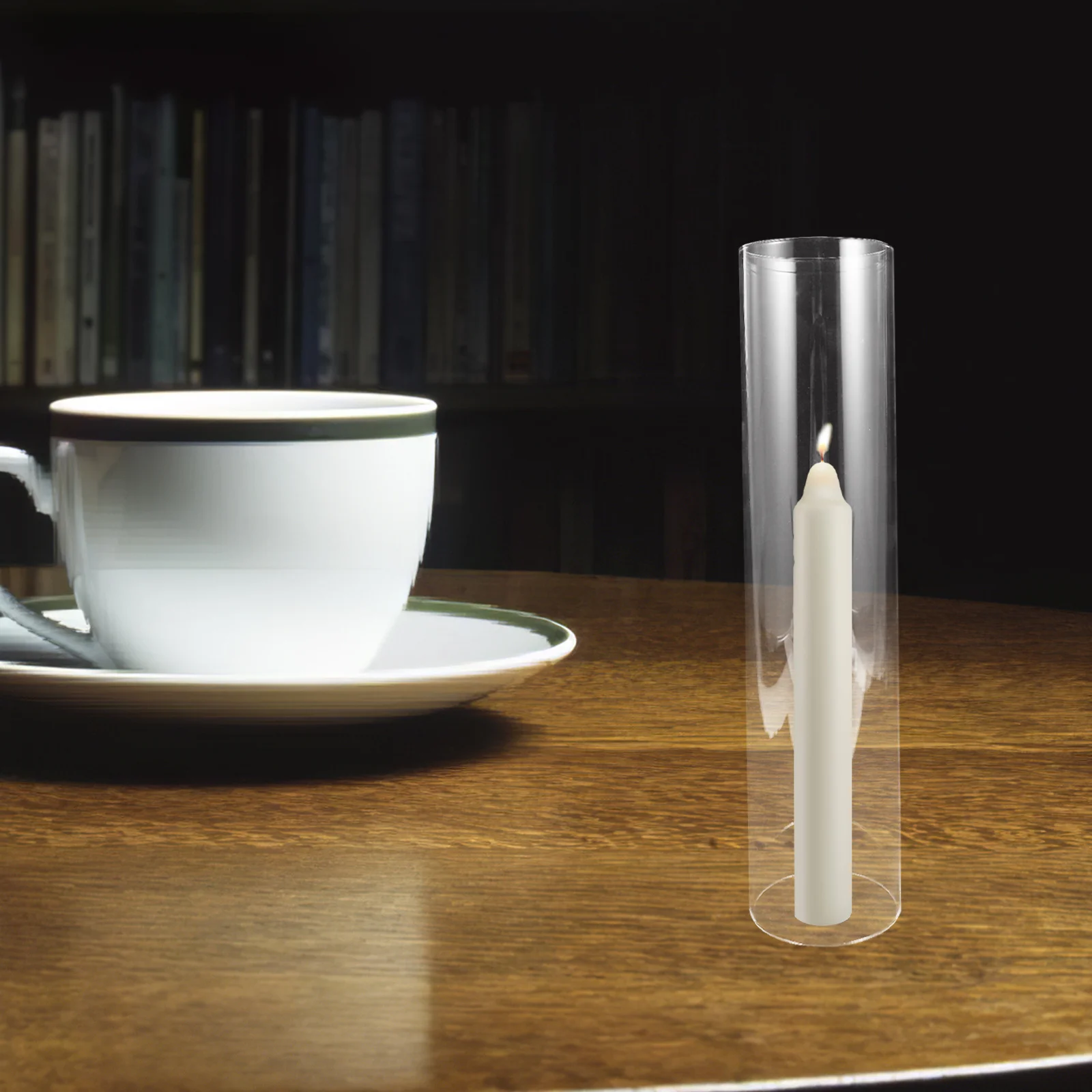 

2Pcs Glass Hurricane Holder Clear Windproof Cylinder Cover Tall Pillar Sleeve Romantic Outdoor Home Decor